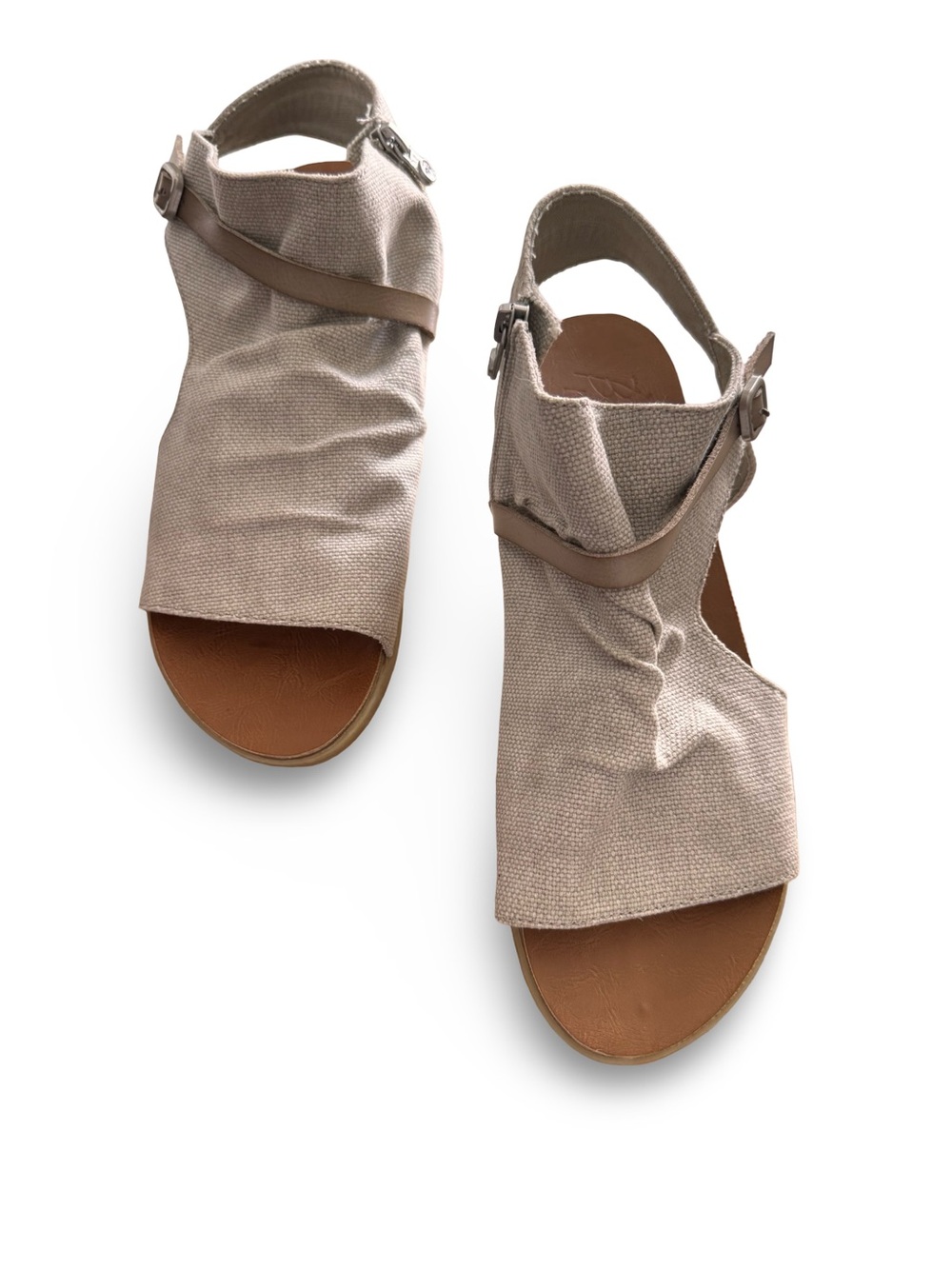 Women’s Taupe Open-Toe Ankle Sandals with Buckle Strap - Picture 11 of 11
